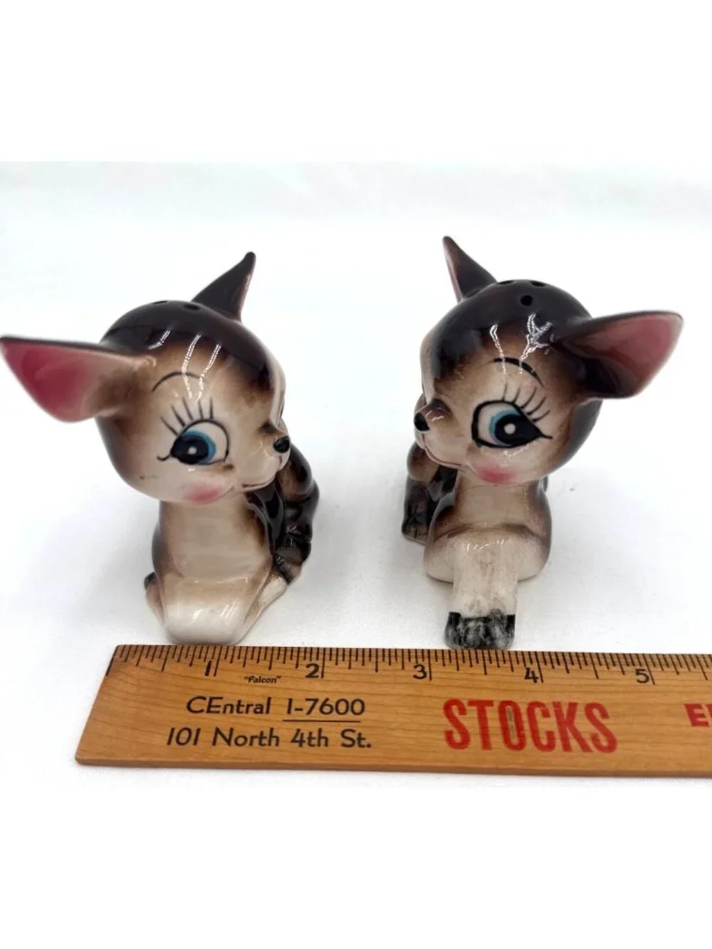Vintage Ceramic Deer Salt & Pepper Shakers Brown Japan Retro Kitchen Decor